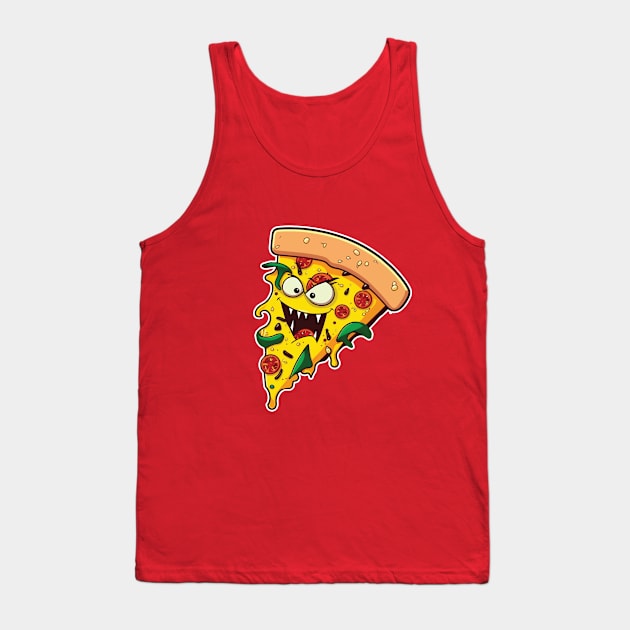 Slice of the Monster Pie: The Pizza Monster Tank Top by GAMAS Threads